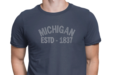 Rhinestone Unisex T-shirt Michigan EST- 17